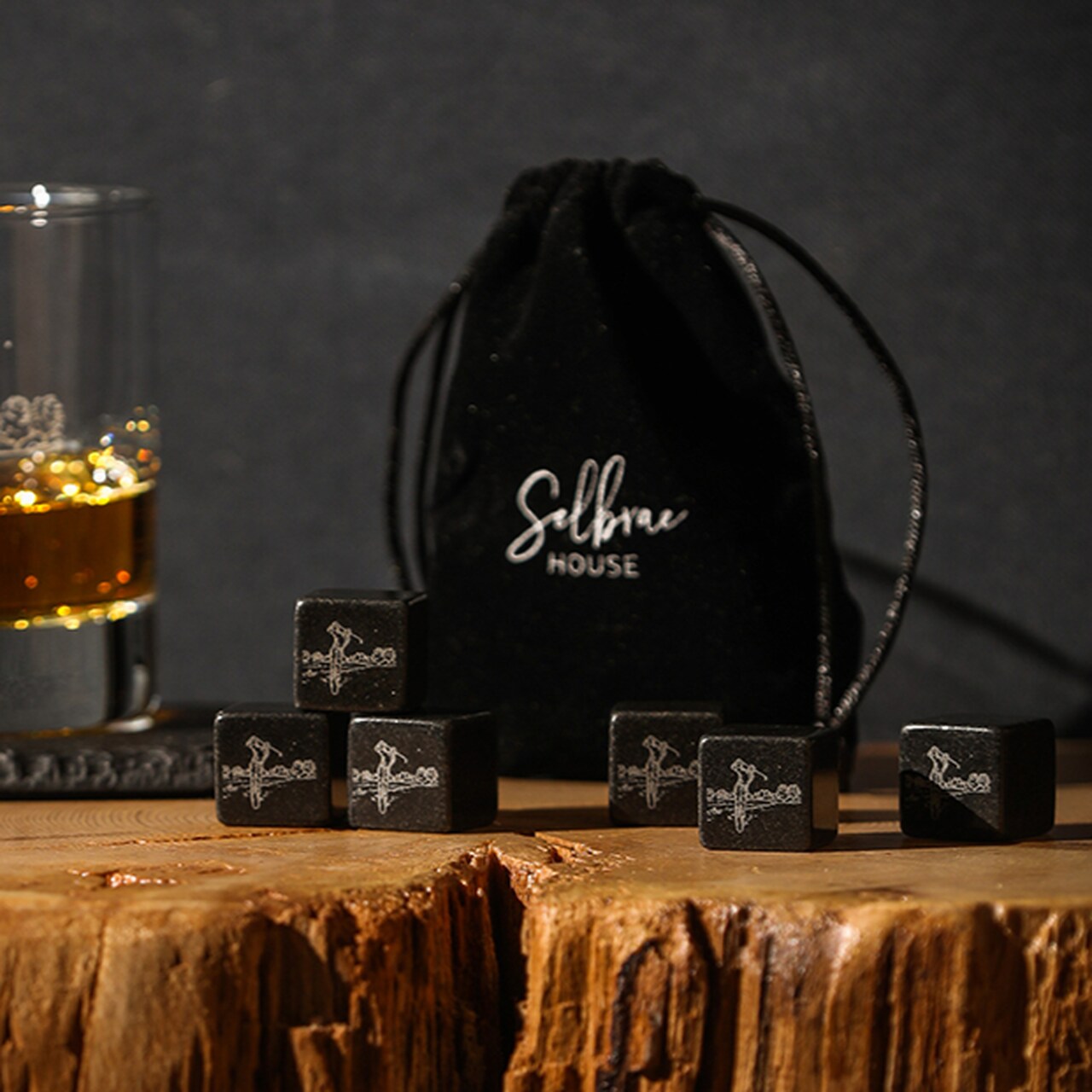 GOLF | 6er-Set Whisky Steine | incl. Samt-Säckchen