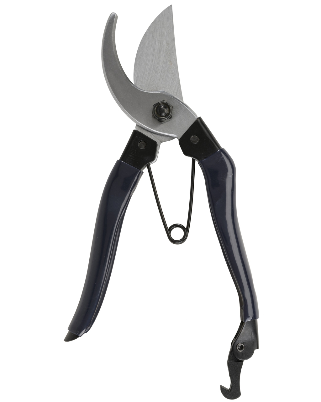 Marineblaue Bypass-Gartenschere geöffnet