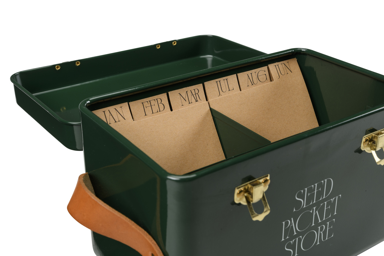 Samentüten-Box | Heritage-Green | mit Monatsübersicht