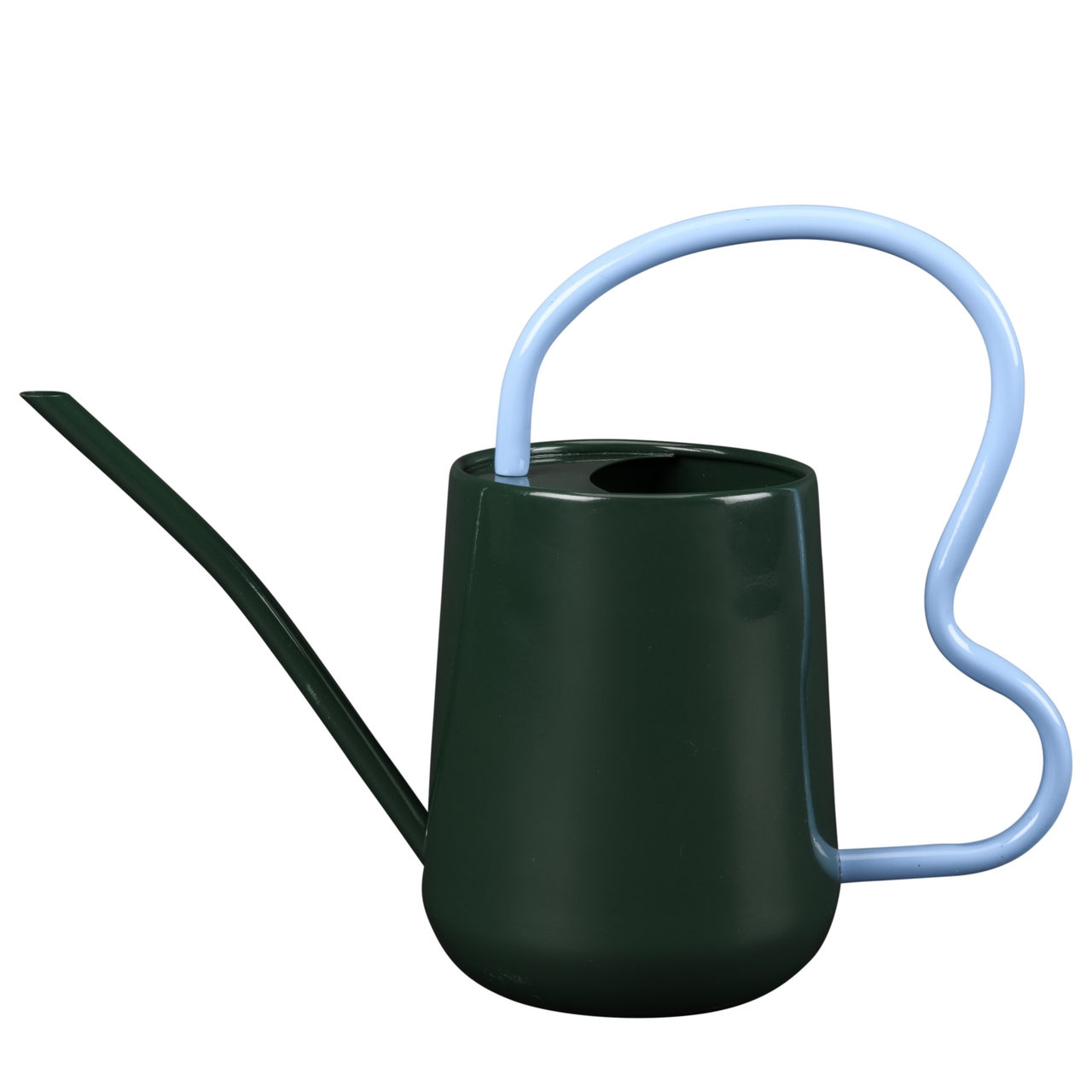 Trendige Zimmergießkanne in dunklem Grün | mit Wellengriff