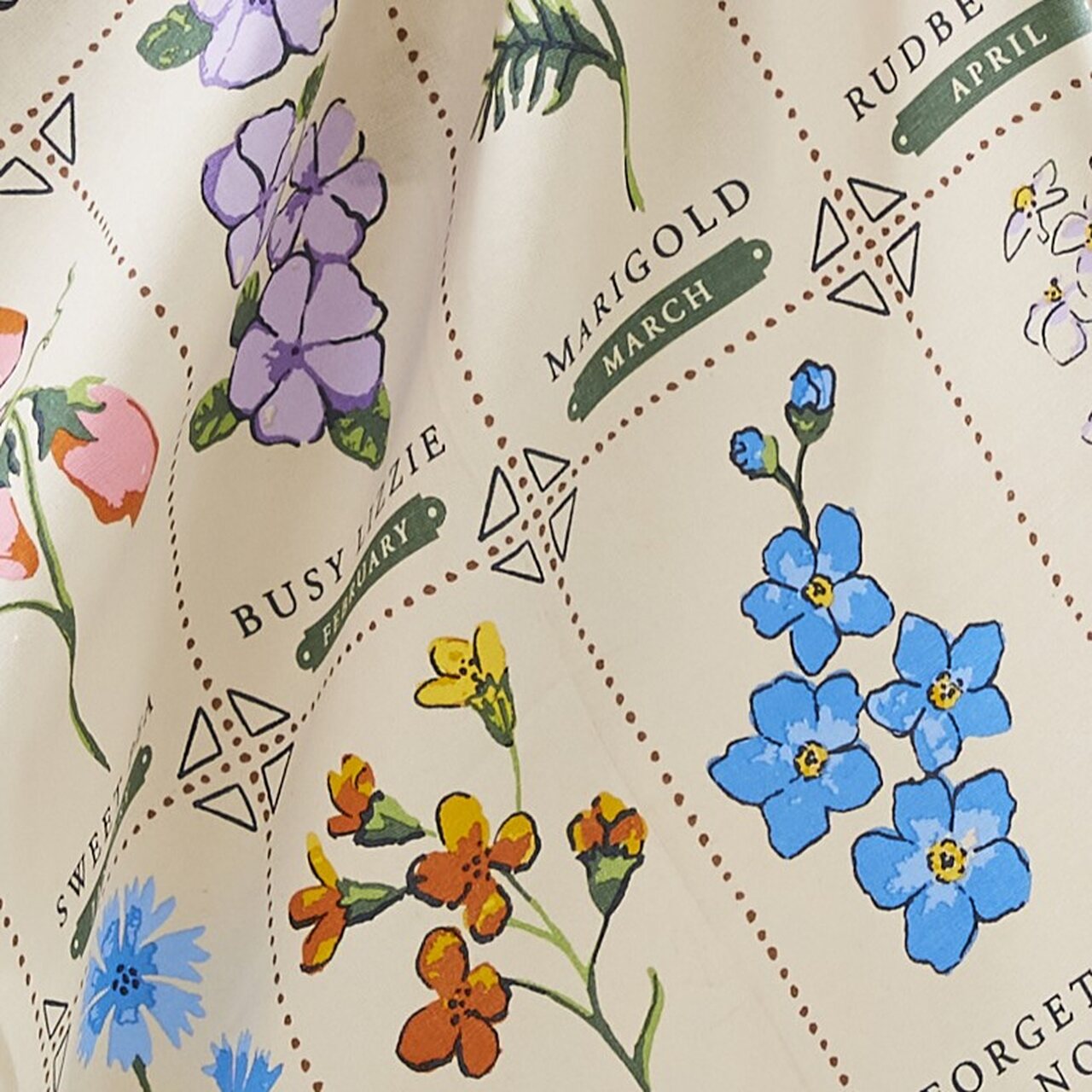 Das Muster in Groß: Detailreiche Aquarell-Illustrationen - Jahreskalender-Aussaatzeit für Blumen - Zeichnungen aus dem 19. Jahrhundert