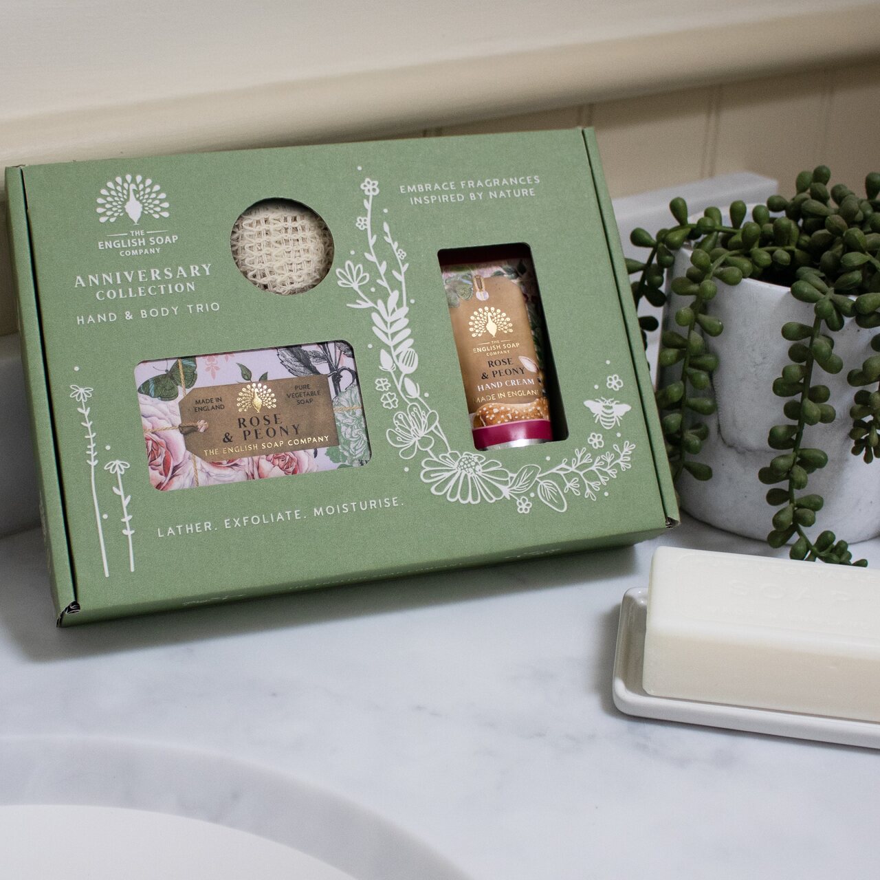 Jubiläums-Trio, Geschenkbox | Rose & Pfingstrose | The English Soap Company