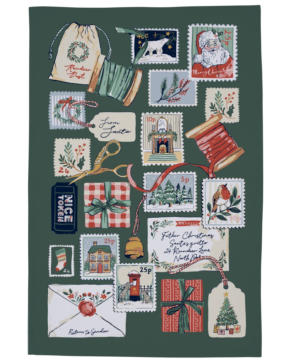 Ulster Weavers Baumwoll-Geschirrtuch | Briefe an den Weihnachtsmann