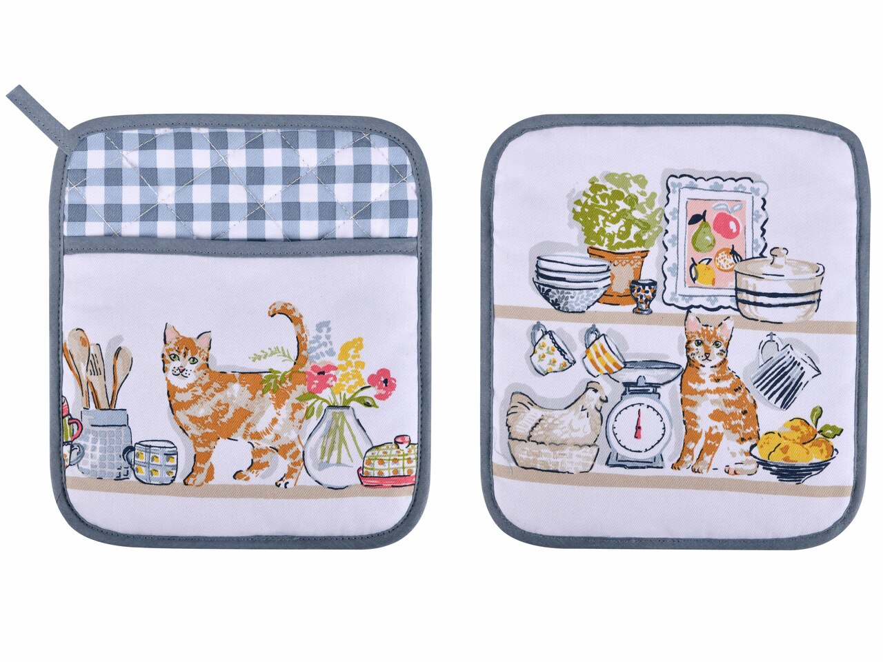 Topflappen Pantry Cats - Vorder- u. Rückseite | von Ulster Weavers