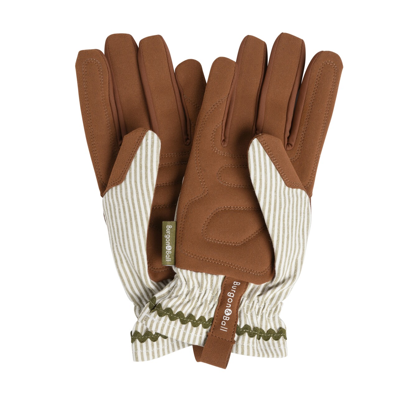 Olivgrün gestreifte Gartenhandschuhe | Handflächen | aus England